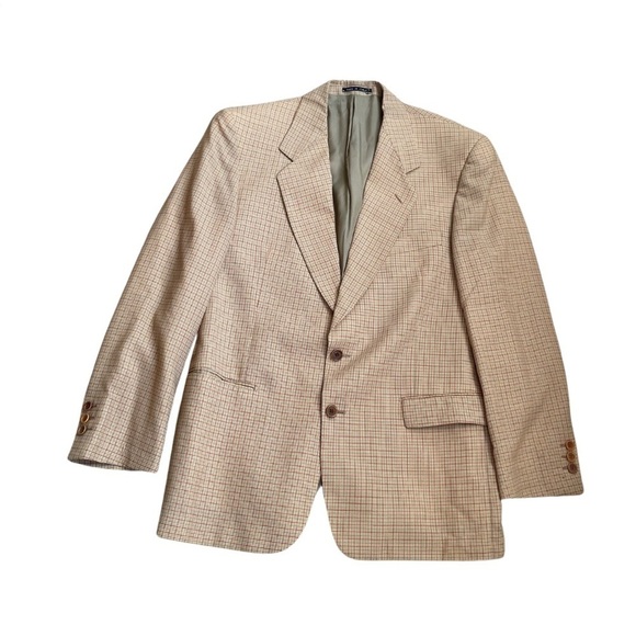 Blu Scuro Men’s 2 Button Wool and Nylon Checked Blazer European Sz 50R US Sz 40 - Picture 2 of 12